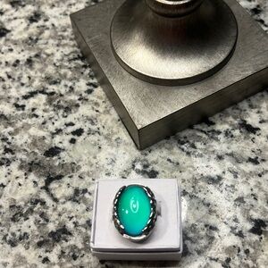 Elegant Silver Oval Mood Ring in a box & mesh bag